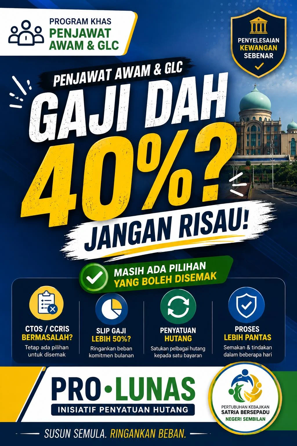 Poster PRO-LUNAS pilihan semakan bagi penjawat awam dan GLC