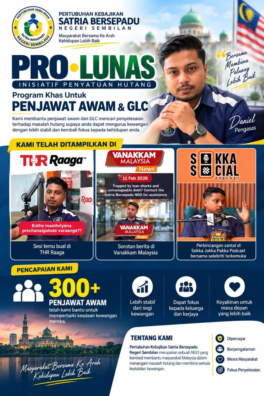 Poster rasmi PRO-LUNAS dengan maklumat pertubuhan dan pengasas